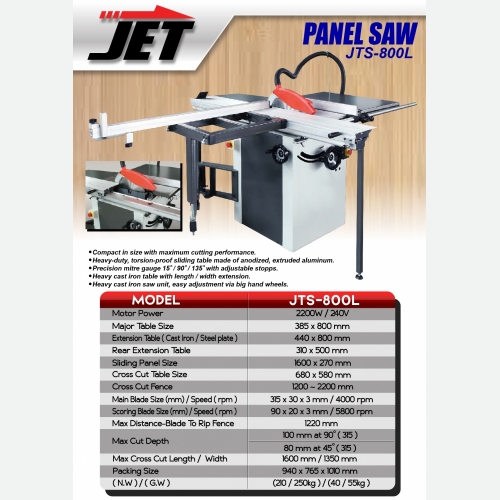 EUROX JETMAC JTS 800L (L) PANEL SAW