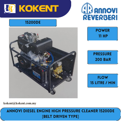 ANNOVI DIESEL ENGINE HIGH PRESSURE CLEANER 1520DE [BELT DRIVEN TYPE]
