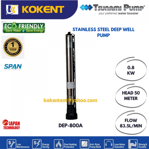 TSUNAMI STAINLESS STEEL DEEP WELL PUMP DEP-800A