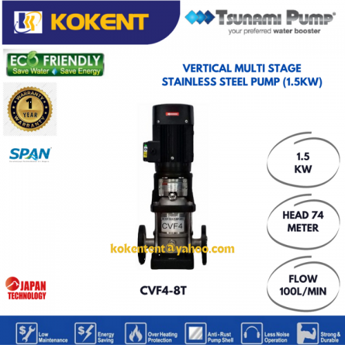 TSUNAMI VERTICAL MULTI STAGE STAINLESS STEEL PUMP (1.5KW) CVF4-8T