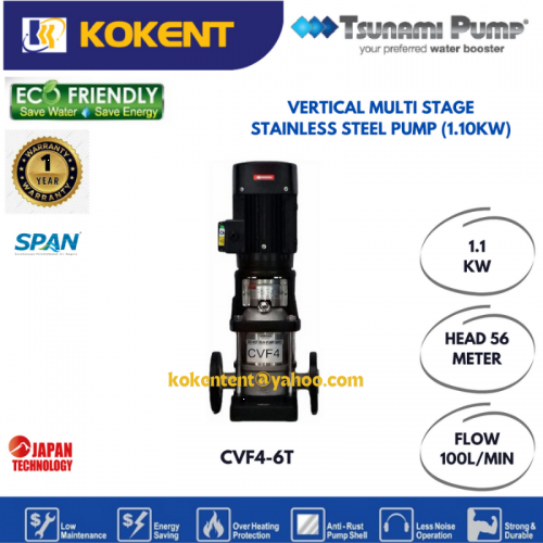 TSUNAMI VERTICAL MULTI STAGE STAINLESS STEEL PUMP (1.10KW) CVF4-6T