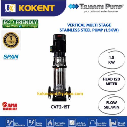 TSUNAMI VERTICAL MULTI STAG STAINLESS STEEL PUMP (1.50KW) CVF2-15T