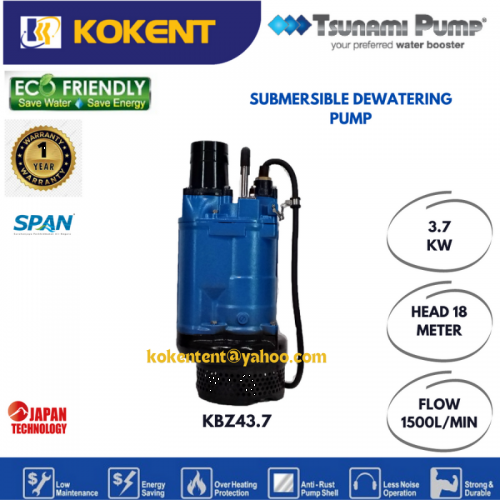 TSUNAMI SUBMERSIBLE DEWATERING PUMP (5HP) KBZ43.7