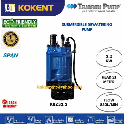 TSUNAMI SUBMERSIBLE DEWATERING PUMP (3HP) KBZ32.2