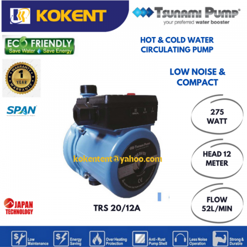 TSUNAMI HOT & COLD WATER CIRCULATING PUMP TRS 20/12A