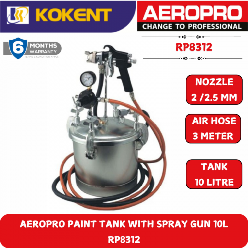 AEROPRO PAINT TANK WITH SPRAY GUN 10L RP8312