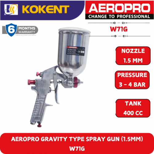 AEROPRO GRAVITY TYPE SPRAY GUN (1.5MM) W71G