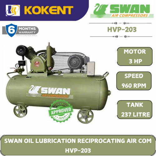 SWAN OIL LUBRICATION RECIPROCATING AIR COMPRESSOR HVP-203