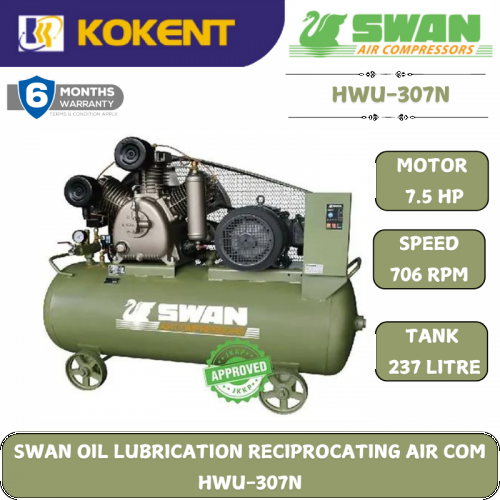 SWAN OIL LUBRICATION RECIPROCATING AIR COMPRESSOR HWU-307N