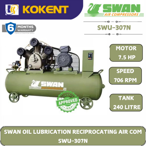 SWAN OIL LUBRICATION RECIPROCATING AIR COMPRESSOR SWU-307N