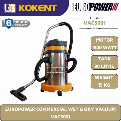 EUROPOWER COMMERCIAL WET & DRY VACUUM  VAC5001