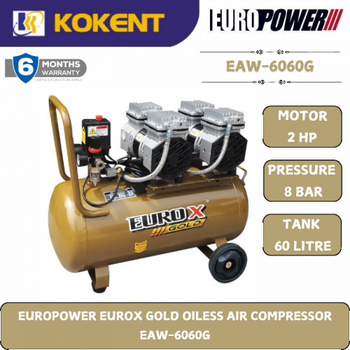 EUROPOWER EUROX GOLD OILESS AIR COMPRESSOR  EAW-6060G