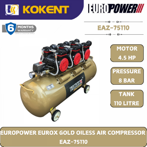 EUROPOWER EUROX GOLD OILESS AIR COMPRESSOR   EAZ-75110