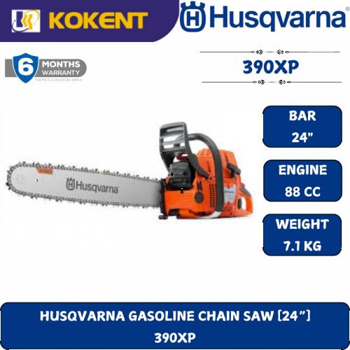 HUSQVARNA GASOLINE CHAIN SAW [24“]  390XP