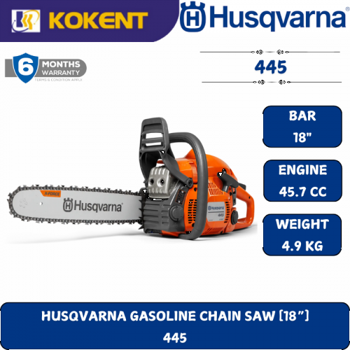 HUSQVARNA GASOLINE CHAIN SAW [18“]  445