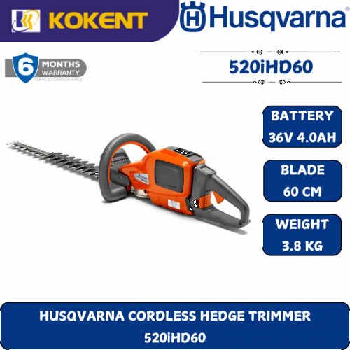 HUSQVARNA CORDLESS HEDGE TRIMMER  520iHD60