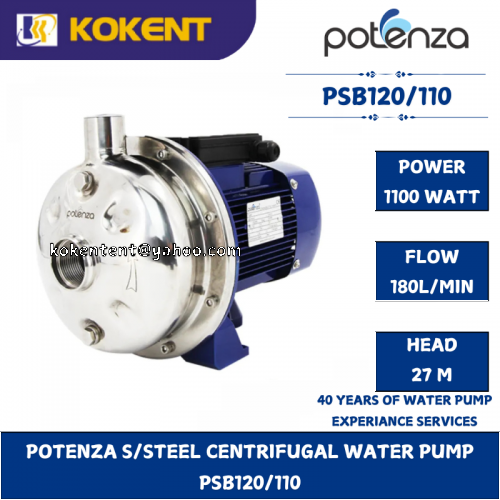 POTENZA STAINLESS STEEL CENTRIFUGAL WATER PUMP PSB120/110