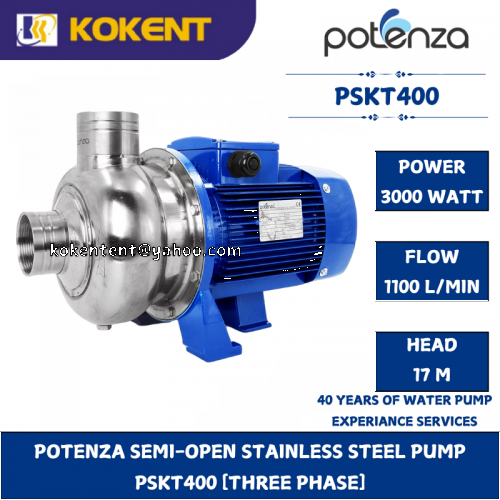 POTENZA SEMI-OPEN STAINLESS STEEL WATER PUMP PSKT400 [3-PHASE]