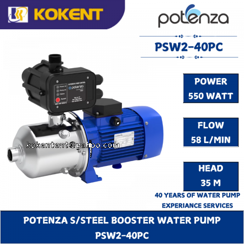 POTENZA STAINLESS STEEL BOOSTER WATER PUMP PSW2-40PC